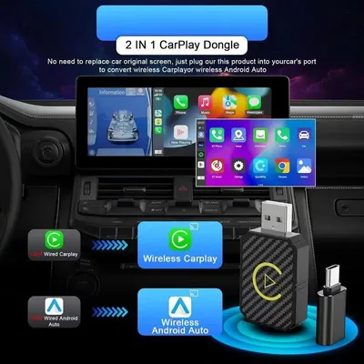Mini Wireless CarPlay Adapter Android Auto Plug & Play 2 in 1 Smart Car AI Box Bluetooth 5.0 USB Auto Dongle Schnelle Verbindung