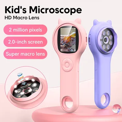 Optisches Mini-Mikroskop für Kinder mit Foto- und Videofunktion, 500 x Beobachten Sie das mikroskopische Weltwissenschafts-Lernspielzeug für Kinder Image