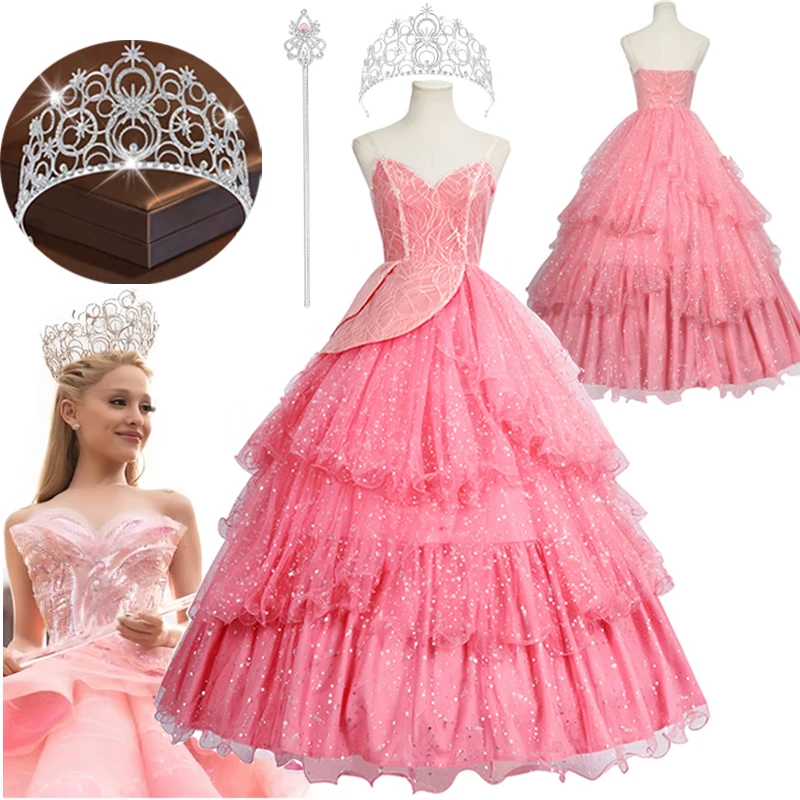 Böser Glinda-Kleid für Erwachsene, rosa Glinda-Cosplay-Kostüm, Kleid, Halloween, Tanzparty, Show für Frauen, Rollenspiel-Party-Outfit Image