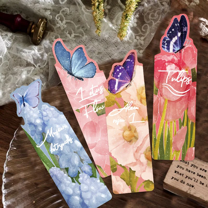 30Pcs Kreative Schmetterling Blumen Mark Karten Frische Einfache Lesezeichen Cartoon Kreative Student Lieferungen Lesen Bücher Lesezeichen Image