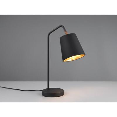 Reality Leuchten - Tischleuchte buddy Spot schwenkbar, Metall & Stoffschirm Schwarz/Gold, Höhe 45cm Image