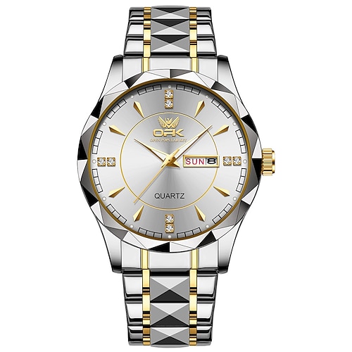 OPK Luxusmarke Uhr Edelstahl Business Doppelkalender Wasserdichte Herren Uhr Multifunktionale Nachtlicht Uhr Image