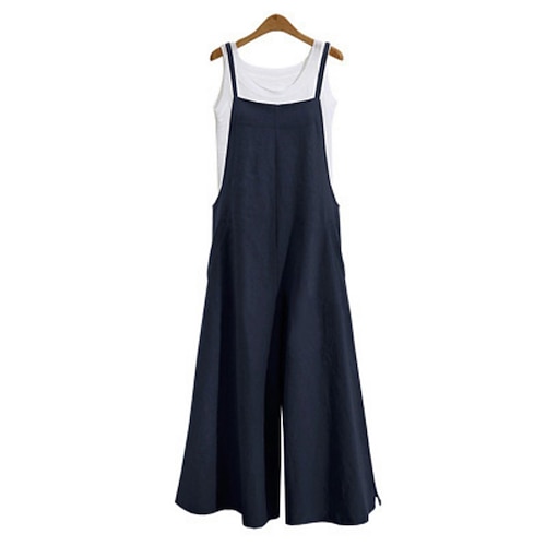 Damen Normal Jumpsuit Strassenmode Feste Farbe Ärmellos Quadratischer Ausschnitt Rückenfrei Strasse Täglich Regular Fit Schwarz Weiß Armeegrün Sommer Image