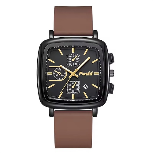 Poshi modische dreiäugige sechspolige dekorative Casual-Kalender-Silikon-Quarzuhr für Herren und Damen Image