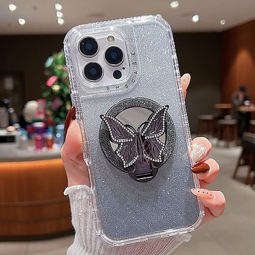 Handy Hülle Handyhüllen Für iPhone 17 Pro Max 17 Air 16 15 14 Pro Max Plus 16e 13 12 Pro Max Rückseite Mit Ständer Spiegel Magnetisch Retro TPU PC Image