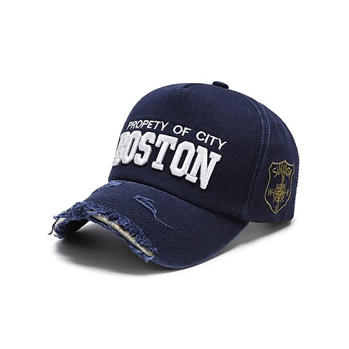 Baseballkappe aus Baumwolle für Herren im Distressed-Stil mit Stickereien – lässiger Stil, geeignet für die tägliche Freizeit und Outdoor-Aktivitäten Image