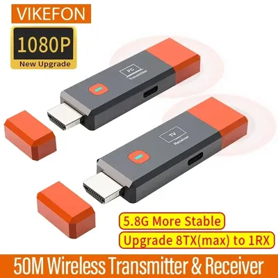 1 RXS TO 8 TX Plug & Play 50M HDMI Wireless Video Audio Transmitter Receiver 1080P@60Hz Extender