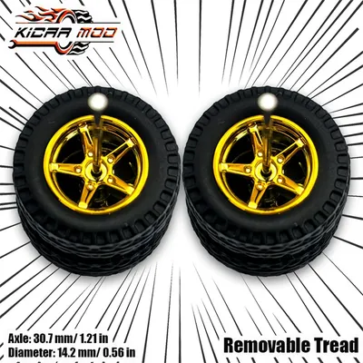 1/64 All terrain Wheels with Detachable Rubber Tires Multi spokes Model M for Model Cars Refiting