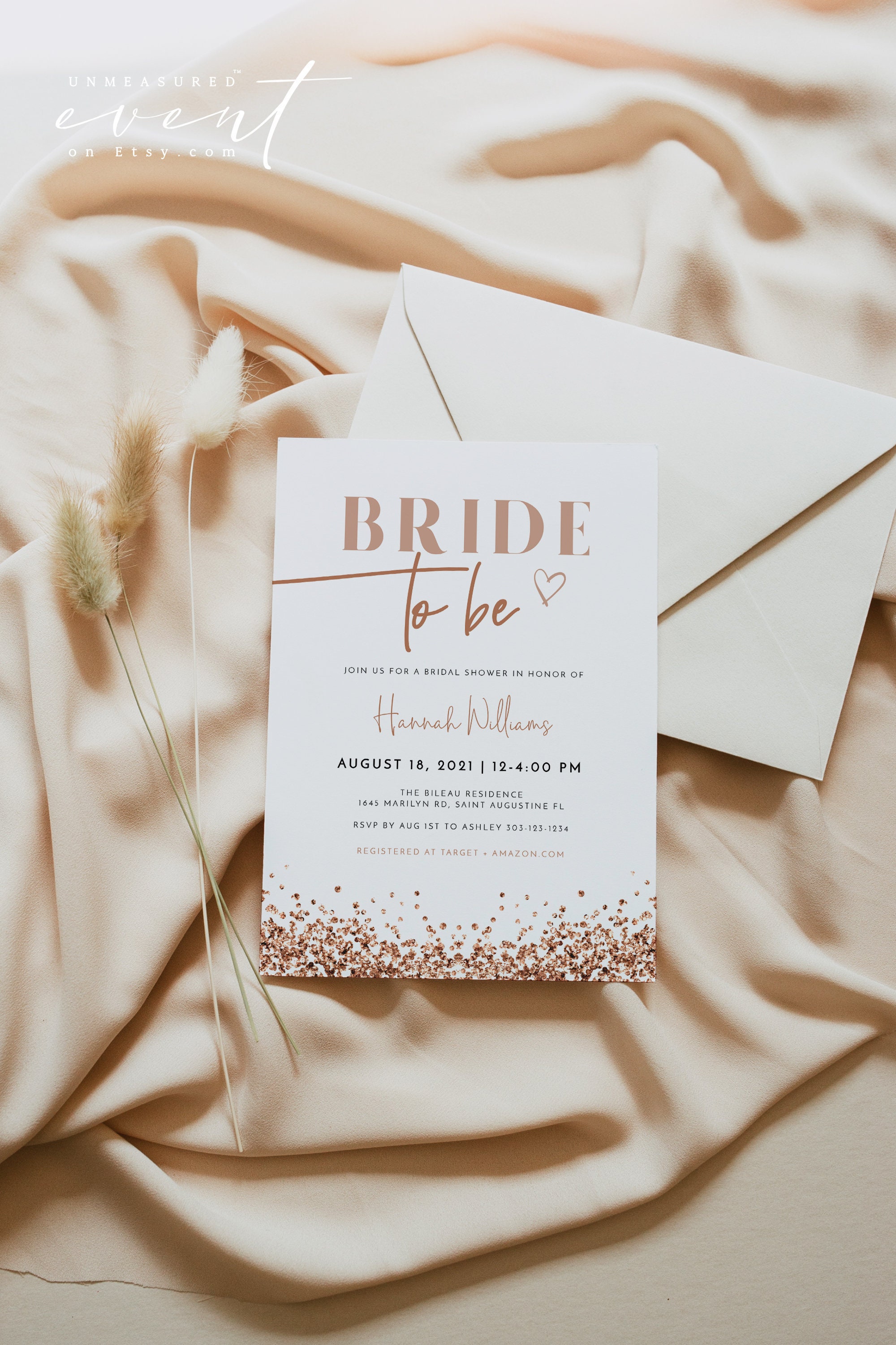 Invito per addio al nubilato REGINA, invito per addio al nubilato in oro rosa, invito per addio al nubilato color cipria, invito per addio al nubilato