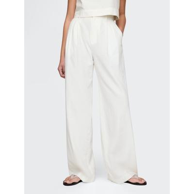 Gap White Wide Leg Heavyweight Linen-Blend High Waisted Wide Trousers