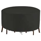Garden Furniture Cover,Dia 260cm x H 150cm(102x59in)Round Outdoor Table Cover,Waterproof,Windproof,Anti-UV,Heavy Duty Rip Proof 420D Oxford Fabric Patio Rattan Furniture Covers,for Seater Set,Black