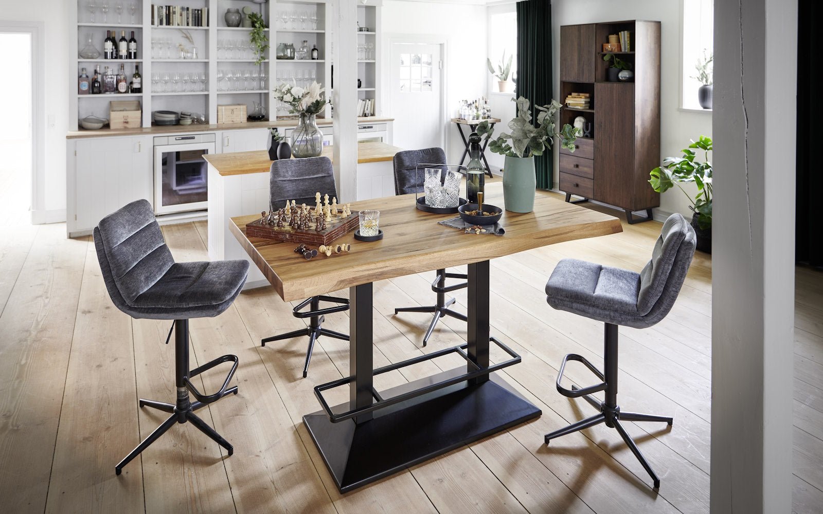 Bartisch in Industrial-Style Eiche massiv Roma Rustikale Eiche geölte Optik 160x90 cm
