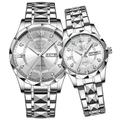 OPK 6023 – Montre couple luxe à quartz avec échelle romaine, strass, double calendrier, étanche, design original