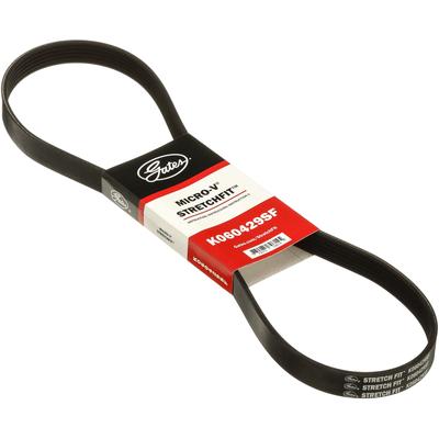 Gates Serpentine Belt EPDM Rubber Micro-V Stretch Fit Series, Auxiliary Air Conditioning, Lifetime limited warranty K060429SF