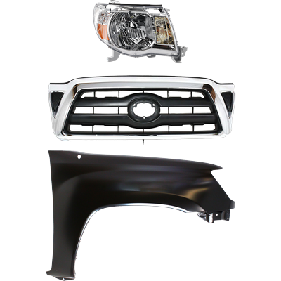 Replacement Grille Assembly Plastic Chrome Shell with Black Insert Grille, 1-year unlimited-mileage warranty KIT-031323-20201