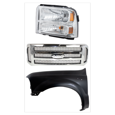 Replacement Grille Assembly Plastic Chrome Shell with Painted Gray Insert Grille, 1-year unlimited-mileage warranty KIT-022423-59402