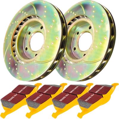 EBC Brake Disc & Pad Kit S5 Yellowstuff GD Sport Slotted Dimpled Super Street Rotors, Front, S5KF1366