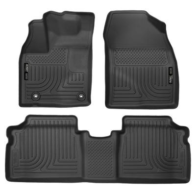 Husky Liners Floor Mats Made of Thermoplastic Black Molded Liner Weatherbeater Series, Front & Second Row, 99511
