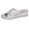 Keilpantolette WALDLÄUFER "H-MICHELLE", Damen, Gr. 8 (42), hellgrau multi, Nubukleder, metallic, feminin, Schuhe, Sommerschuh, Bequemschuh mit Klettverschluss. H-Weite