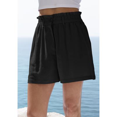 Shorts BUFFALO, Damen, Gr. 36, N-Gr, schwarz, Web, Obermaterial: 55% Leinen, 45% Viskose, unifarben, modisch, figurumspi