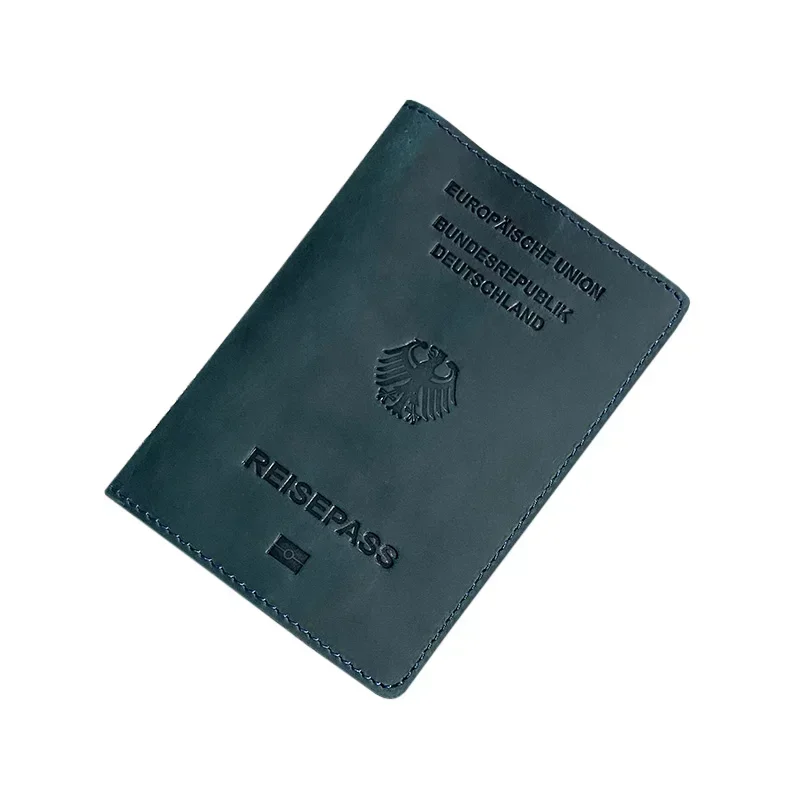 Echtes Leder Deutschland Reisepasshülle für Deutsches Crazy Horse Echtleder Kartenhalter Herren Business Deutsches Reisepasshülle Image