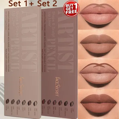 12Pcs/Set Nude Lip Liner Makeup Set - Natural and Long Lasting Waterproof Matte Lipliner Pen Lip