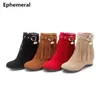 Dame Warme Große Size34-43 Winter Samt Stiefeletten Runde Kappe Höhe Zunehmende Stiefel Rot Mode Quaste Booty Frauen Schuhe Sommer Stil