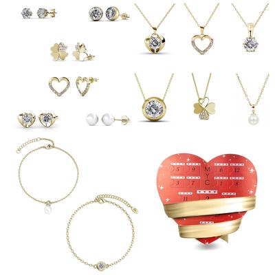 Überraschungsherz-Adventskalender - 14 Juwelen - Gold und Kristall Image