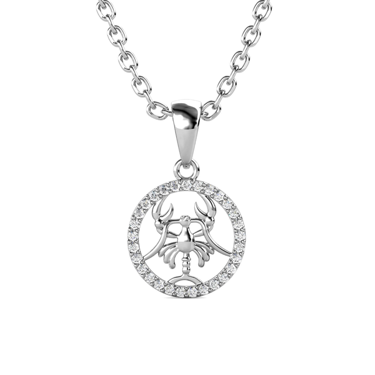 Krebs Sternzeichen Anhänger - Silber und Kristall Image