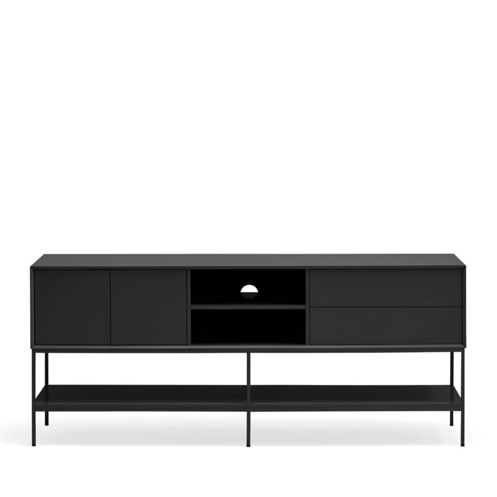Meuble TV 2 portes en bois et métal L175cm - Noir