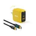 AOHI Magcube Caricabatterie GaN pieghevole a doppia porta da 67 W con cavo LED (giallo/nero)