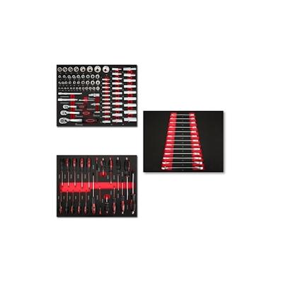 EBERTH Multitool Set 114 Teile, für Werkzeugwagen, mit beschrifteten Schaumstoffeinlegern, ergonomische Griffe, rot Image