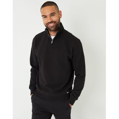 Threadbare Men's Black Textured Quarter Zip Sweatshirt