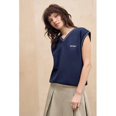 iets frans. Sleeveless V-Neck Sweatshirt - Navy L at Urban Outfitters
