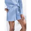 Shorts FRENCH CONNECTION, Damen, Gr. 44/46, N-Gr, blau (hellblau, meliert), Rippstrick, Obermaterial: 50% Viskose (LENZING ECOVERO), 28% Polyester, 22% Polyamid, meliert, unifarben, modisch, bequem kurz, Hosen, in lockerer Weite, Loungewear