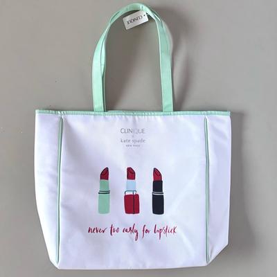 Kate Spade Bags | Clinique X Kate Spade Cherry Red Lipstick Travel Tote Shopping Shoulder Bag | Color: Green/White | Size: Os