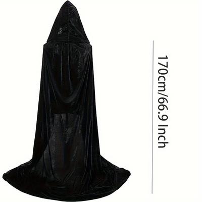 TEMU Festive Velvet Cape For Halloween Or Carnival: 150cm/59 Inch Long, No Power Required, Suitable For Christmas And Halloween Parties