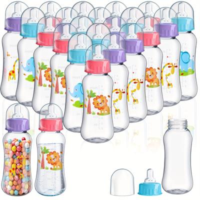 TEMU 24pcs Baby Bottles Bulk For Baby Shower Game 9.5 Oz Plastic Baby Bottles For Party Favors Decorations Bottles For Children Birthday Gifts, Elephant, Lion, Giraffe Pattern (arc)