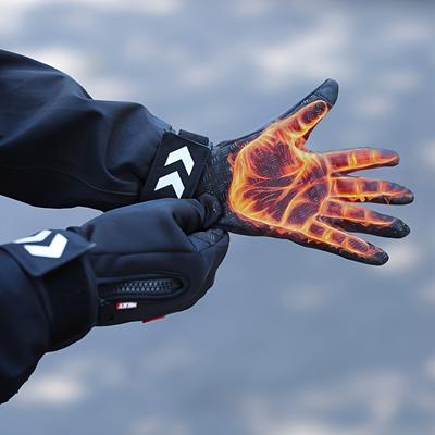 TEMU 2pcs Men's And Women' Screen Gloves - Full Finger Non-elastic Cold Weather Gloves, Waterproof And Warm, Suitable For Outdoor Activities, Anti-slip And Craft - - New Year Gift