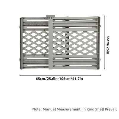 TEMU 1pc Retractable Dog Gate, Adjustable 25.6-41.7 Inches Width, 26 Inches Height, Plastic & Pc, Pressure Mount, Installation, Indoor For , Portable Safety Fence