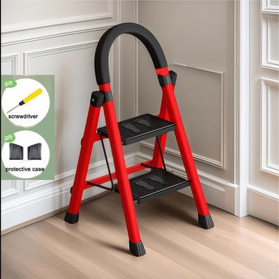 TEMU Adjustable Portable Step Stool - Telescopic Folding Aluminum Ladder With Protective Case, Screwdriver Included, Ideal For , Kitchen, And High Spaces, ||safety Features, Ladder Foldable