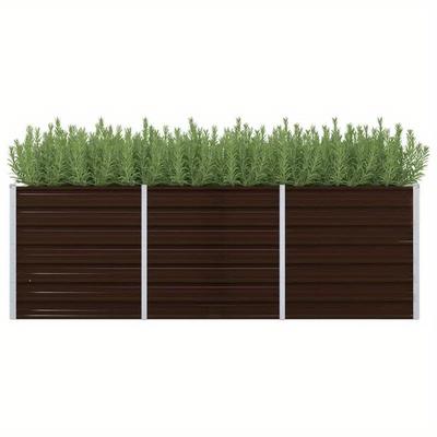 TEMU Garden Raised Bed Brown 240 X 80 X 77 Cm Galvanized Steel. Garden Pot, Plant Growth Container Image