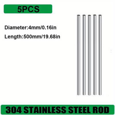 TEMU 5pcs Stainles Steel Solid Round Rod Lathe Bar Stock Assorted For Diy Craft Tool Diameter 2mm 2.5mm 3mm 4mm 5mm 6mm 8mm 10mm14mm Image