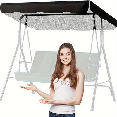 TEMU Waterproof Glider Swing Cover - Outdoor Patio Canopy Replacement, Universal Fit, Fade-resistant Polyester Fabric, Protection For Garden Porch Swing (black)