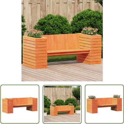 The Living Store - Gartenbank mit Pflanzkübeln Braun 167,5x60x65 cm Kiefernholz - Holzbank Image