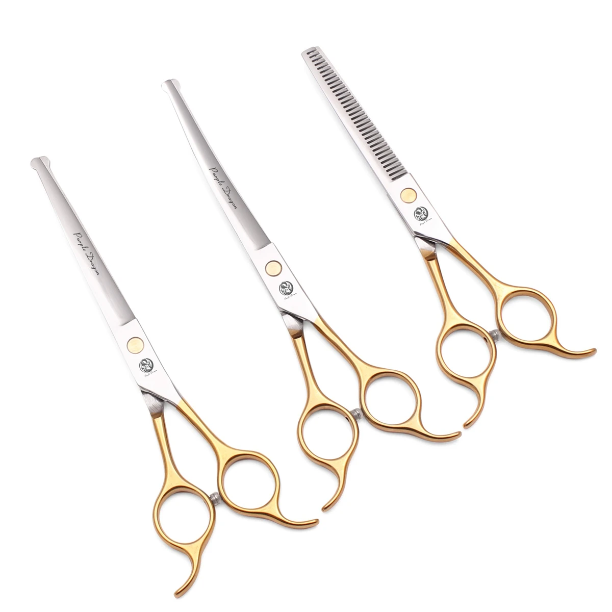 Hunde pflege Schere lila Drachen Japan Edelstahl golden gebogene Schere für Hunde Schere geschnitten Haar Hunde Haustiere Schere z3099 Image