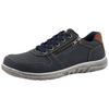 Sneaker ROMIKA, Herren, Gr. 40, blau (navy, braun), Lederimitat, kontrastfarbene Details, casual, Schuhe, Halbschuh, Freizeitschuh, Schnürschuh mit modischen Kontrastnähten
