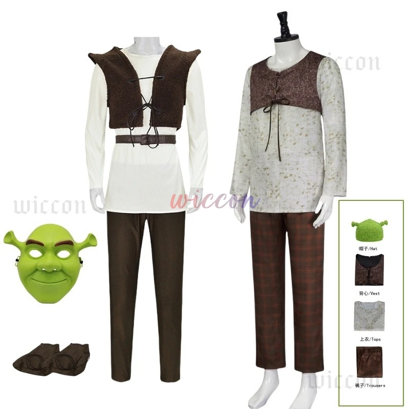 Film Monster Shrek Cosplay Kostüme Maske Shrek Top Weste Hosen für Männer Leistung Halloween Karneval Party Outfits Anzug Image