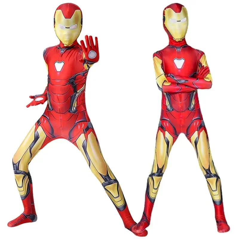 2025 Anime Iron Man Cosplay Kostüm Superheld Iron Man Jungen Mädchen Overall Umhang Outfit Halloween Karneval Kostüme Overalls