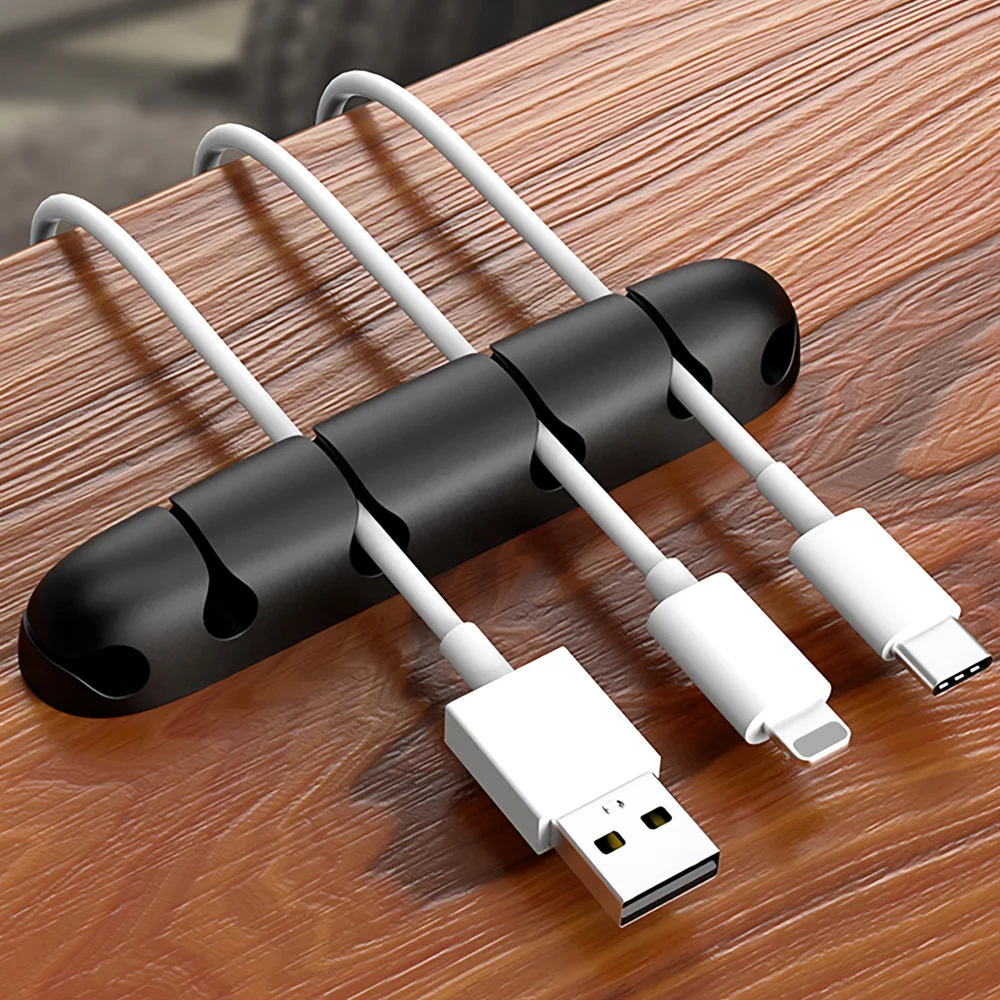 Silikon-Kabelklemmen, Kabelhalter-Organizer für Schreibtisch und Heimbüro, USB-Kabelmanagement, langlebig und stilvoll Image